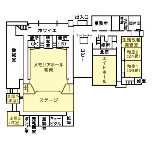 南砺市井波総合文化センター１階平面図